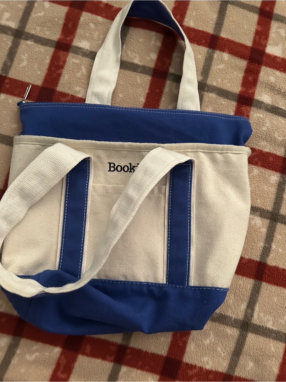 BOOK OF THE MONTH Bookish Canvas Tote Bag in White and Blue - Picture 3 of 4